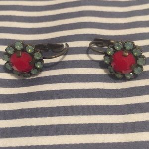 Sabika Turquoise and Red Drop Earrings